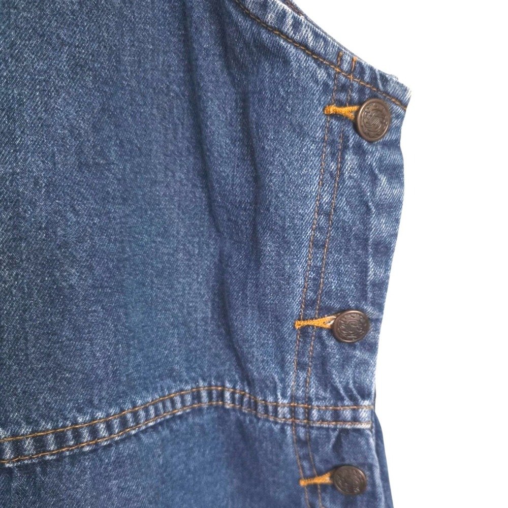 Vintage Cotton Ginny Plus Small Blue Denim Pinafore Dress 1X Sleeveless - Picture 2 of 5